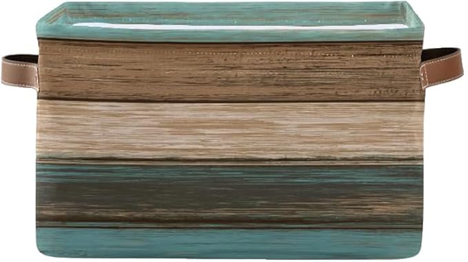 Wood Print Rectangular Storage Basket Not Real Wood Retro Vintage Organizer Bin Shelf Baskets For Clothes Gifts For Home Office Dorm