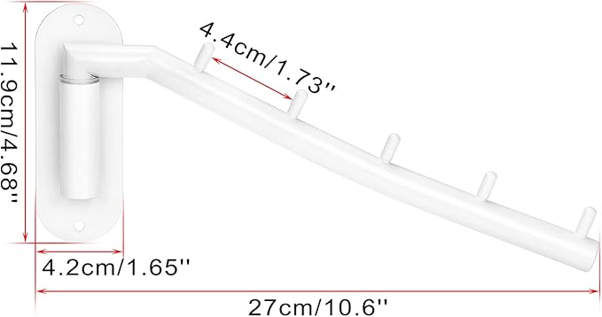 Sumnacon 2 PCS Stainless Steel Clothes Hanger Rack - Wall Mount Clothing Rack with Swing Arm, Sturdy Clothes Hanger Racks for Laundry Room Bedrooms Clothing Drying Hanger with 5 Hooks, White