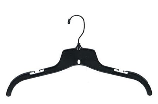 NAHANCO 25500BHMG Plastic Shirt/Dress Hanger with Black Swivel Hook and Molded Non-Slip Shoulders, Heavy Weight, 17", Black (Pack of 100)