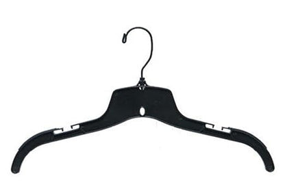 NAHANCO 25500BHMG Plastic Shirt/Dress Hanger with Black Swivel Hook and Molded Non-Slip Shoulders, Heavy Weight, 17", Black (Pack of 100)