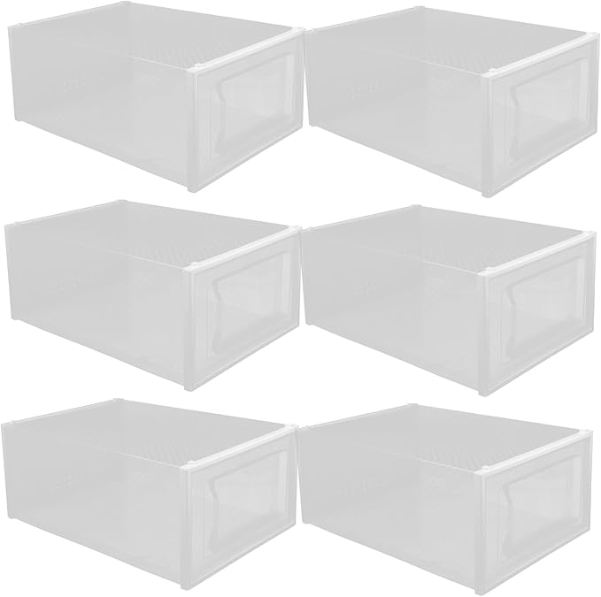 Ciieeo 6pcs Clear Stackable Shoe Organizer Boxes Transparent Storage Case for Sneakers and Shoes Style Design for Easy Access Material for Closet Organization