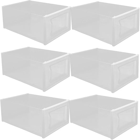 Ciieeo 6pcs Clear Stackable Shoe Organizer Boxes Transparent Storage Case for Sneakers and Shoes Style Design for Easy Access Material for Closet Organization