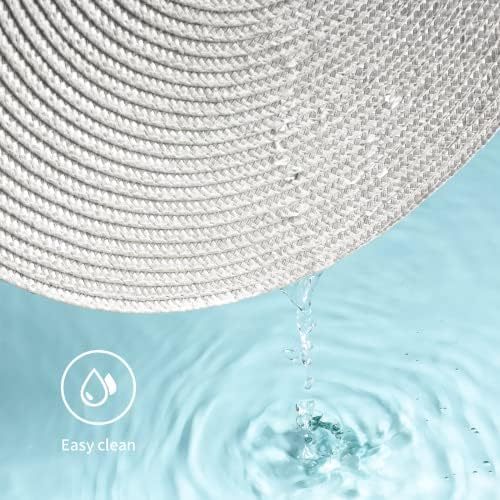 FunWheat Round Braided Placemats Set of 8 Place Mats for Dining Table Woven Washable Non-Slip Table Mats 15 Inch(Cream White,8pcs) - Image 3