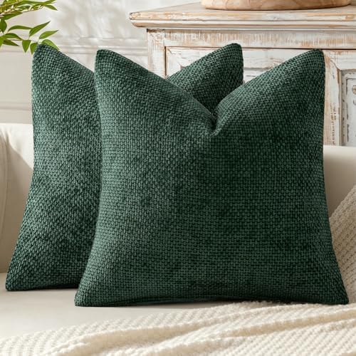 MIULEE Decorative Couch Throw Pillow Covers 18x18 in Christmas Green 2 Pack by MIULEE
