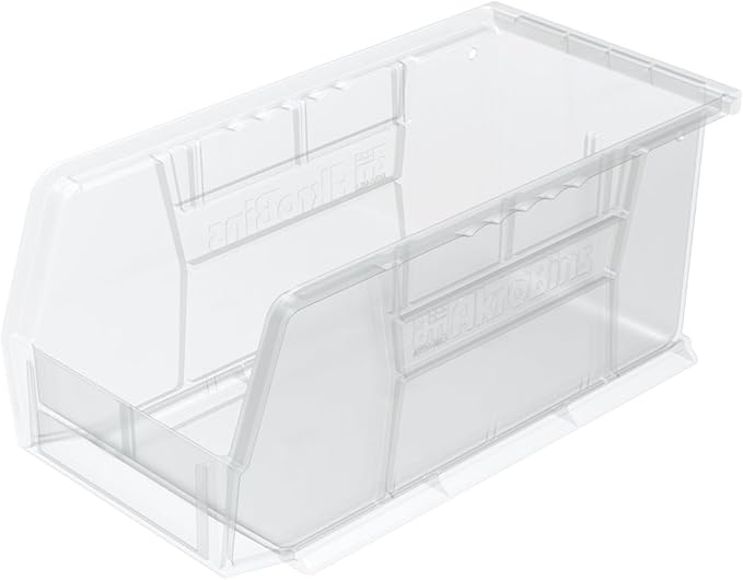 Akro-Mils 30230 AkroBins Plastic Storage Bins, Space-Saving Stackable Bins for Garage, Pantry, Craft Organization, 11" x 5" x 5", Clear, 12-Pack