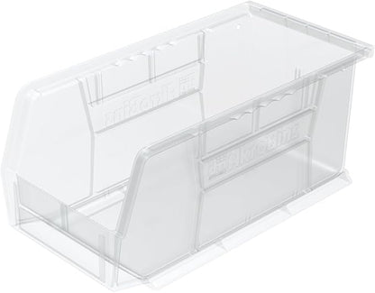 Akro-Mils 30230 AkroBins Plastic Storage Bins, Space-Saving Stackable Bins for Garage, Pantry, Craft Organization, 11" x 5" x 5", Clear, 12-Pack