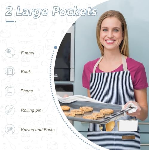 ATROPOS 2 Pieces Aprons for Women with Pockets, Aprons for Men, Womens Kitchen Apron, Cooking Apron Adjustable Bib Chef Apron(Unisex) - Image 5