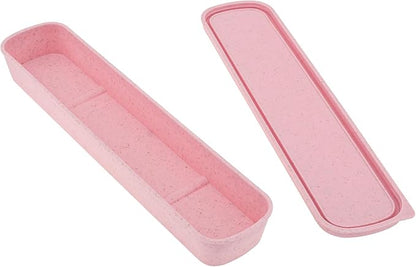 1pcs Portable Flatware Box Travel Tableware Storage Case Box, Utensil Case Flatware Storage Box for Cutlery Kit, 9.84 x 2.40 inch (Pink)