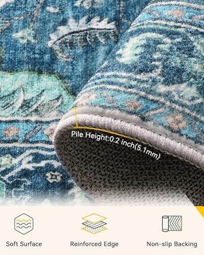 RELEANY Washable Area Rug, Small 2'x3', Teal - Image 6
