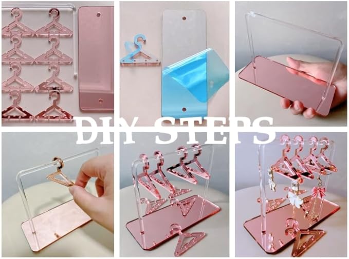 Earring Hanger Rack with 8 Mini Coat Hangers, Acrylic Earring Holder Display Stand, Ear Studs Hanging Earrings Organizer For Women Girls, Transparent
