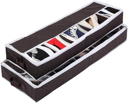 1Pc Shoe Storage Case Compact Non Woven Folding Organizer Box with Visible Window for Home Dust and Moisture Protection for Various Shoe Types