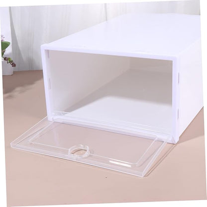 Vaguelly 6pcs Thicken Shoe Boxes Stackable Organizer for High Heels Sneakers Boots Dust Storage for Closet White Frame