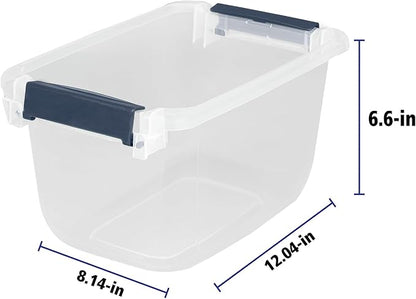 Hefty Home Logic 6.5 Qt. Latch Lid Storage Tote, Clear/White, 8/Pack (HLCOM7249010759)