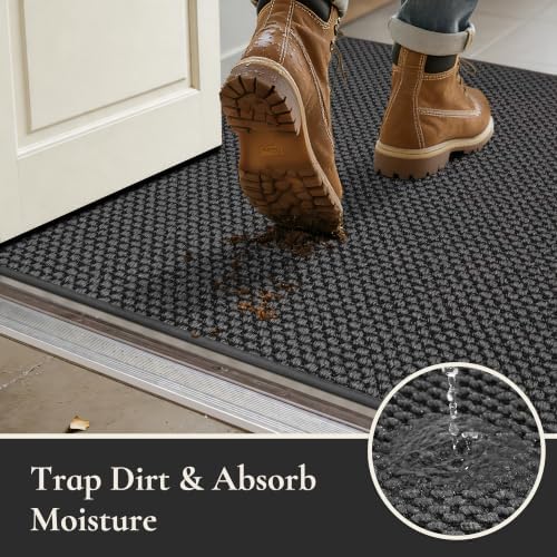 Dirt Trapper Door Mat 32"x 48",Non Slip Washable Doormat,Dark Grey - Image 3