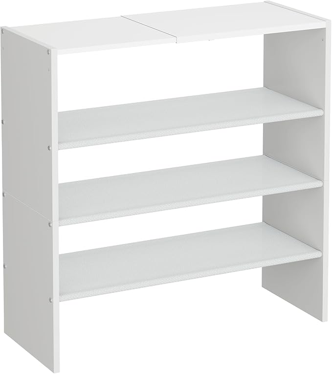 X-cosrack 5 Tier Shoe Rack, Stackable Shoe Organizer for Closet, Large Vertical Shoe Shelf with MDF Wood Side Panels & Metal Top, Waterproof Oxford Fabric Shoe Storage for Entryway, Zapateras