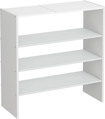 X-cosrack 5 Tier Shoe Rack, Stackable Shoe Organizer for Closet, Large Vertical Shoe Shelf with MDF Wood Side Panels & Metal Top, Waterproof Oxford Fabric Shoe Storage for Entryway, Zapateras