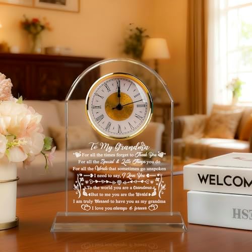 Gifts for Grandma, Grandma Birthday Gift Ideas with Laser Engraving Glass Clock, Grandma Gifts for Christmas Valentines Mothers Day - Image 6