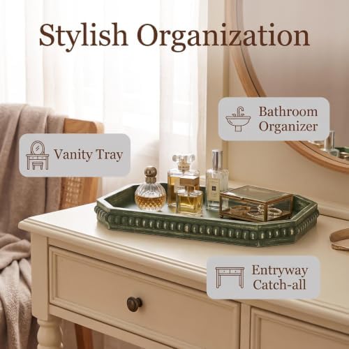 Hrastany Green Wood Decorative Tray, Coffee Table Tray for Ottoman - Image 3