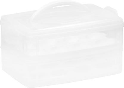 Snapware (2-Layer,24 Eggs Plastic Detachable Deviled Egg Carrier Storage Container With Lid and Handle,Freezer Dishwasher Microwave Safe,(Pack of 6)