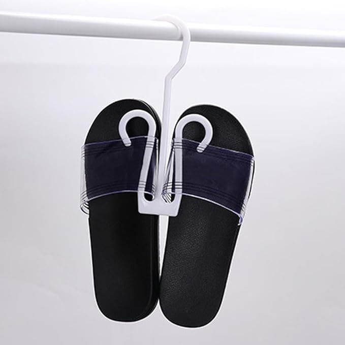 Cabilock 40 pcs White Shoes Hanging Rack, Plastic Material, Double Hooks Design, Ideal for Dehumidifying, Hanging and Organizing Leather Shoes