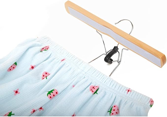 Wooden Skirt Hanger Wood Skirt Clip Non Slip 3 Pack Clothe Hanger Pant Hanger-Wooden