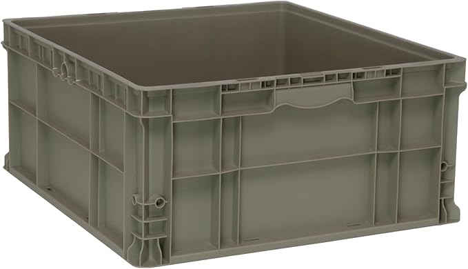 Quantum RSO2422-11 Stacker Straight Wall Container, 24"L x 22-1/2"W x 11"H, Up to 175 Lbs. Stack Capacity, Polyethylene, Gray