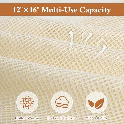 Natural Cotton Mesh Laundry Bags 12x16" 3-Pack,Gentle Wash for Lingerie, Baby Clothes & Travel Essentials - Image 2