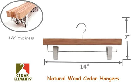 Cedar Elements Luxury Cedar Pant Hangers/Skirt Hangers -12/Box