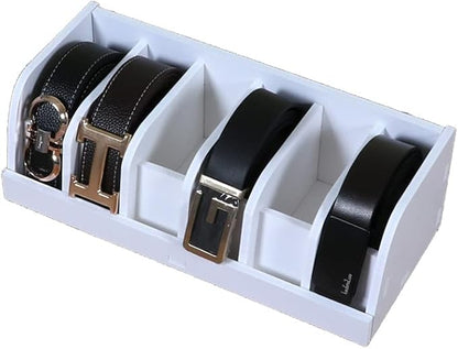 Wooden Belt Organizer, Belt Storage Holder, Belt Container, Belt Display Case Box Organizer for Retail Store 6 Grids Belt Rack (6 Grids)