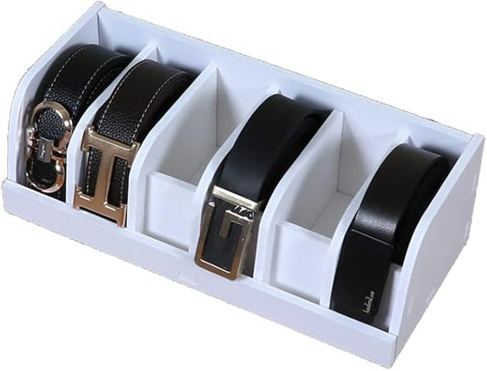 Wooden Belt Organizer, Belt Storage Holder, Belt Container, Belt Display Case Box Organizer for Retail Store 6 Grids Belt Rack (6 Grids)