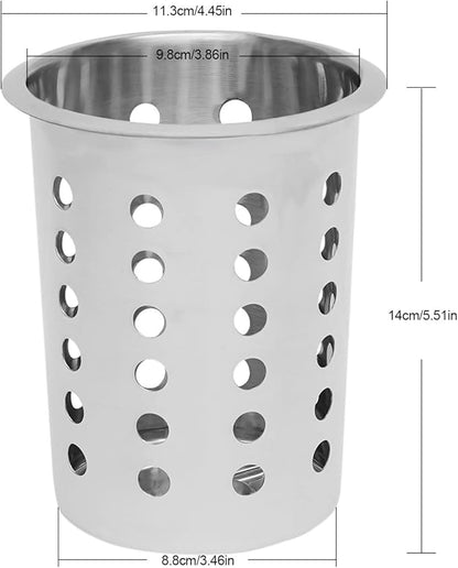 Commercial Utensil Holder, Commercial 6-Hole Stainless Steel Cylinder Flatware Silverware Utensil Holder Compact Cutlery Organizer Countertop Silverware Organizer for Restaurant (6-Hole)