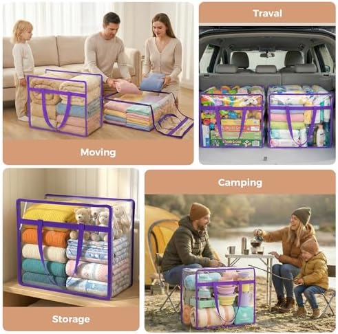 4 Pack Clear Storage Bags for Clothes, 45L Closet Organizers and Storage - Image 6