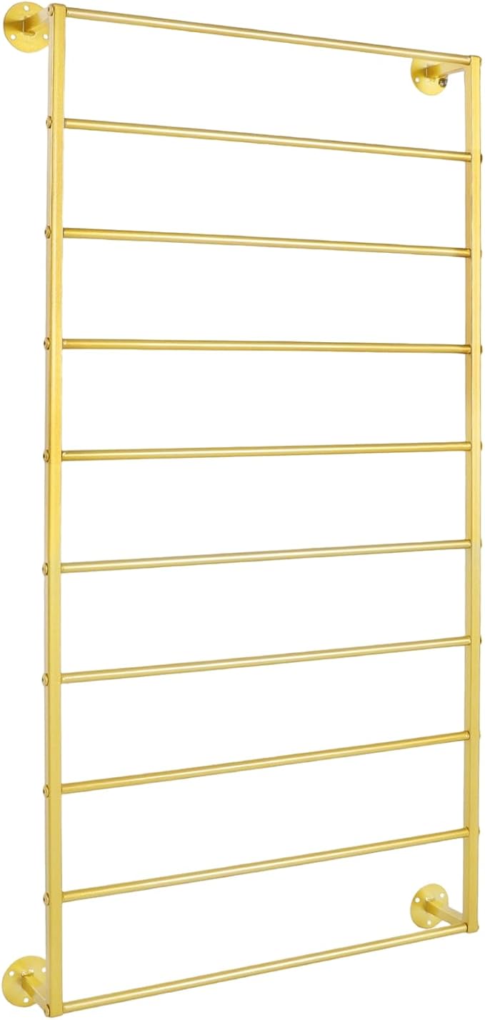 Wall Mounted Display Rack, 10-Layer Wall Scarf Rack Organizer, Space-Saving Wrapping Paper Organizer Ribbon Holder for Flower Shops. Three Color Options (Gold)
