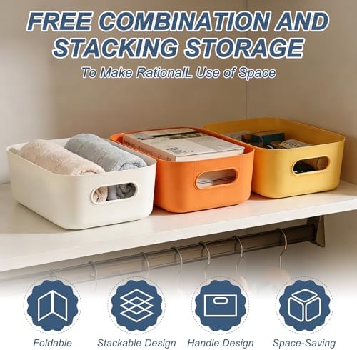 uxcell 4Pcs Yellow Plastic Storage Bins 8.5"x5.7"x2.8" Pantry Organizer - Image 5