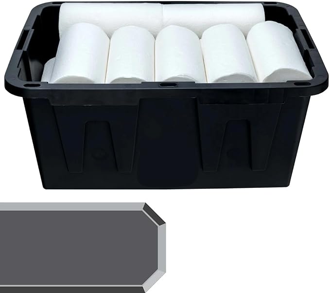 27-Gallon Storage Bin (2-Pack), Large Plastic Storage Container with Secure Snap-On Lid, Tote for Industrial and Home Organization, Black with Red Lid