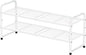 Standard Shoe Rack 2-Tier 32.5 Inches Wide, Free Standing Shoe Organizer for Indoor Outdoor | Adjustable Heavy-Duty Metal Shelf Ideal for Home Entryway Closet & Garage Balcony | White