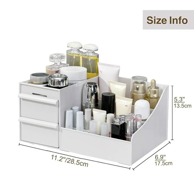 Makeup Organizer With Drawers, Bathroom Countertop Organizer for Cosmetics, Vanity Storage for Lipstick, Brushes, Lotions, Eyeshadow, Nail Polish and Jewelry