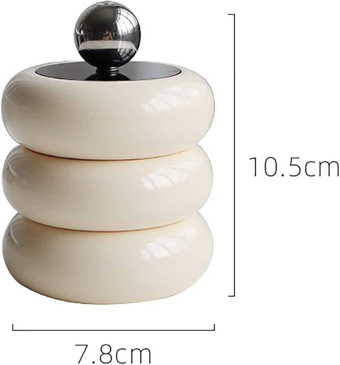 TOPINCN Qtip Holder, Nordic Qtip Holder Dispenser Doughnut Shape Makeup Storage Box with Lid for Cotton Swab Storage (Milky White 3 Layers)