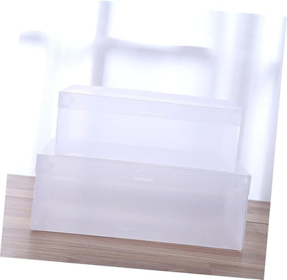 Ciieeo 6pcs Large Shoe Storage Boxes 33x20x12cm Plastic Shoe Containers with Flip-top Lid White Dustproof Organizers for Home Closet Storage
