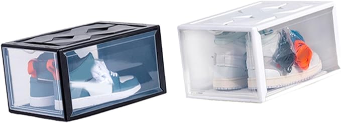 BESPORTBLE Plastic Basketball Shoe Box 36X26X20Cm White Assembly Shoes Container Storage Organizer for Home Closet