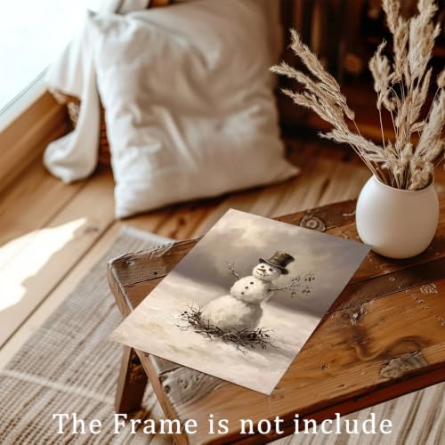 RETRART Vintage Snowman Canvas Wall Art Print, Cottagecore Farmhouse Winter Wall Decor, Rustic Snowman Art Prints for Nursery Bedroom Bathroom Office (11" x 14" - UNFRAMED) - Image 2