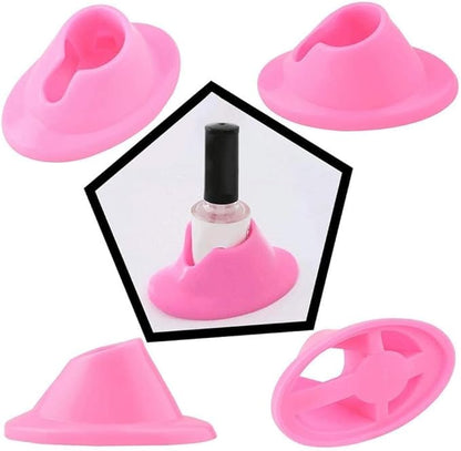 2Pcs Pink Soft Rubber Nail Polish Bottle Holder Display Nail Art Varnish Polish Seat Tool, for Nail Organizer Display Foot and and Nail Care Manicure Tools Supplies, Cosmetic Display Cases