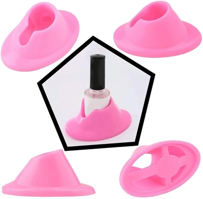 2Pcs Pink Premium Soft Rubber Nail Polish Bottle Holder Display Nail Art Varnish Polish Seat Tool Anti-spill Bottle Stand for Nail Organizer Display Foot and and Nail Care Manicure Tools Supplies