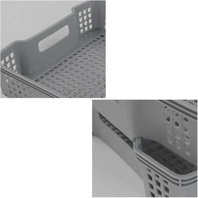 Ggbin Plastic Basket for Organizing, Grey Basket Trays, Set of 6