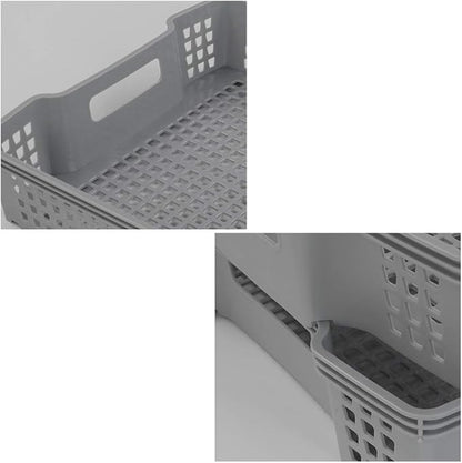 Ggbin Plastic Basket for Organizing, Grey Basket Trays, Set of 6