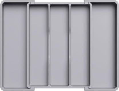 Lifewit Utensil Organizer for Kitchen Drawers, Expandable Cooking Utensil Tray, Adjustable Cutlery Silverware Flatware Holder, Plastic Spatula Tools Storage Divider, 13-22 x 15", Gray