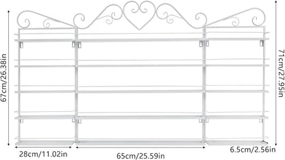 5-Tier Wall-Mounted Nail Polish Storage Racks Set of 3, Metal Cosmetic Display Case with Lipstick Perfume Shelf, Essential Oil Organizer for Home Spa Nail Salon Shop(White)