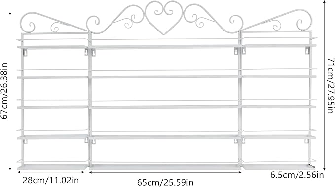 5 Tiers Wall-Mounted Nail Polish Storage Racks Metal Nail Polish Holder Cosmetic Display Case Lipstick Perfume Wall-Mounted Shelf for Home Spa Nail Salon Shop