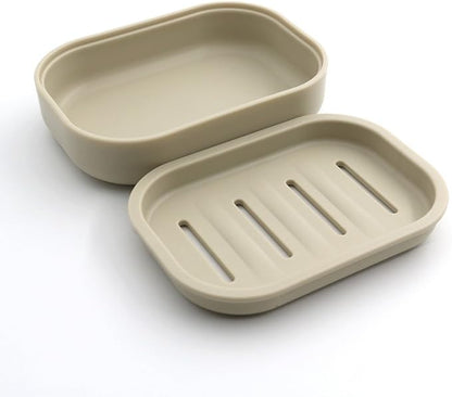 Plastic Soap Dish, Container, Keeps Soap Dry,Easy Cleaning,Drain, Khaki