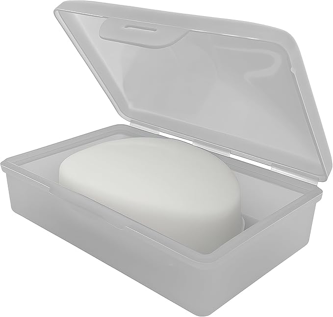 American Comb Travel Soap Box with lid - Clear White - Perfect for Traveling, Gym, or Storage. Made in The USA.